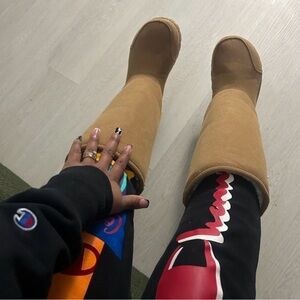 Tall wheat brown women’s platform thick boots